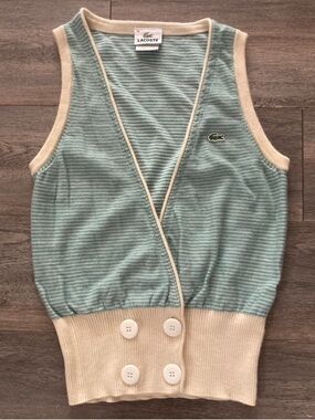 😱 Vintage Rare Lacoste Striped Knit Vest